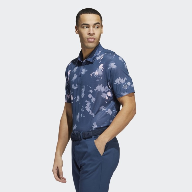 Polo Adidas Bleu Marine à Imprimé éclaboussures