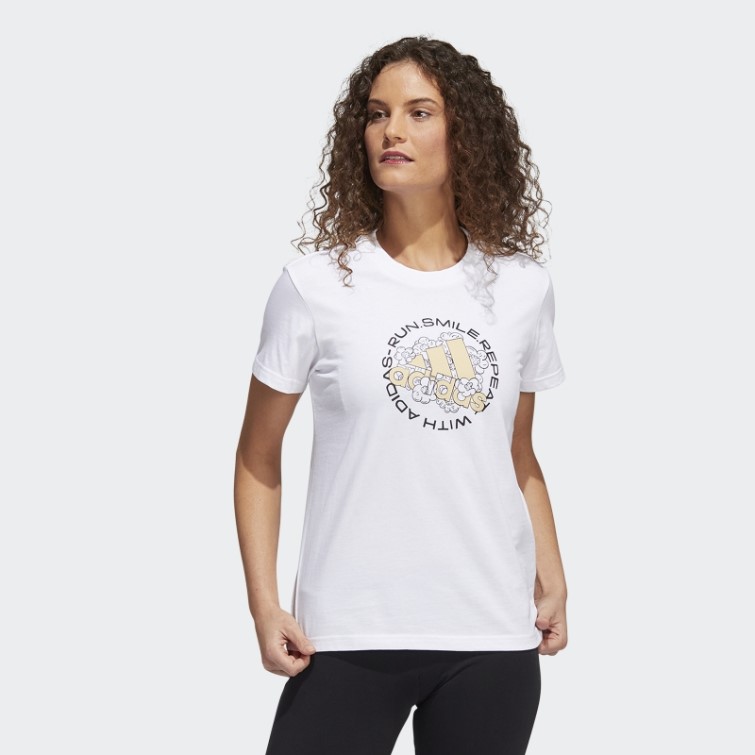 Monde De La Mode Blanche De T-shirt De Course Adidas