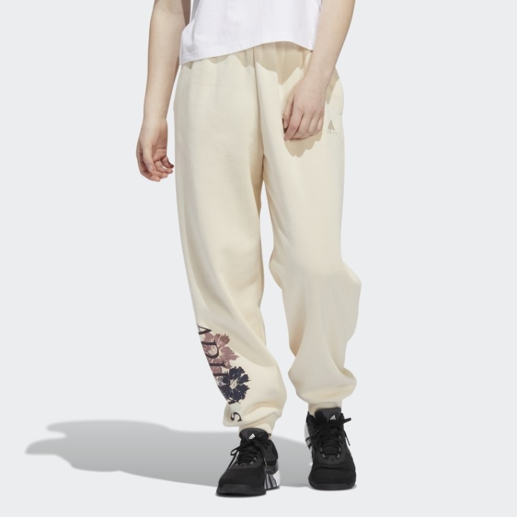 Adidas Pantalon De Jogging Imprimé Fleuri à Revers écru
