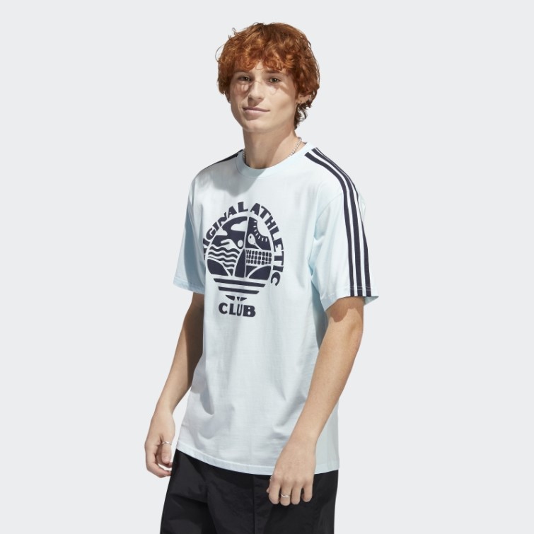 T-shirt Adidas Original Athletic Club 3 Bandes Bleu