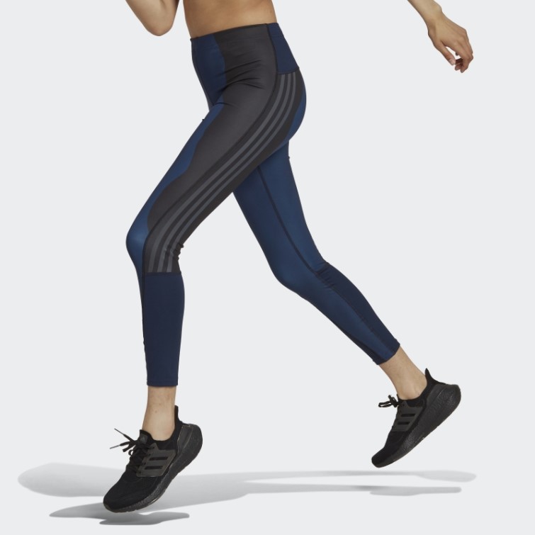 Adidas Marimekko Run Icons 3-stripes 7/8 Legging De Course Bleu Marine