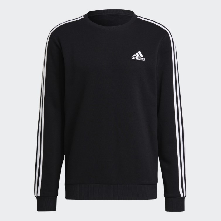 Sweat Noir En Molleton à 3 Bandes Adidas