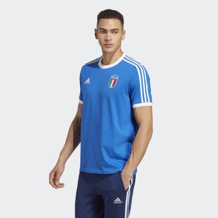 Italie 3 Bandes T-shirt Bleu Adidas