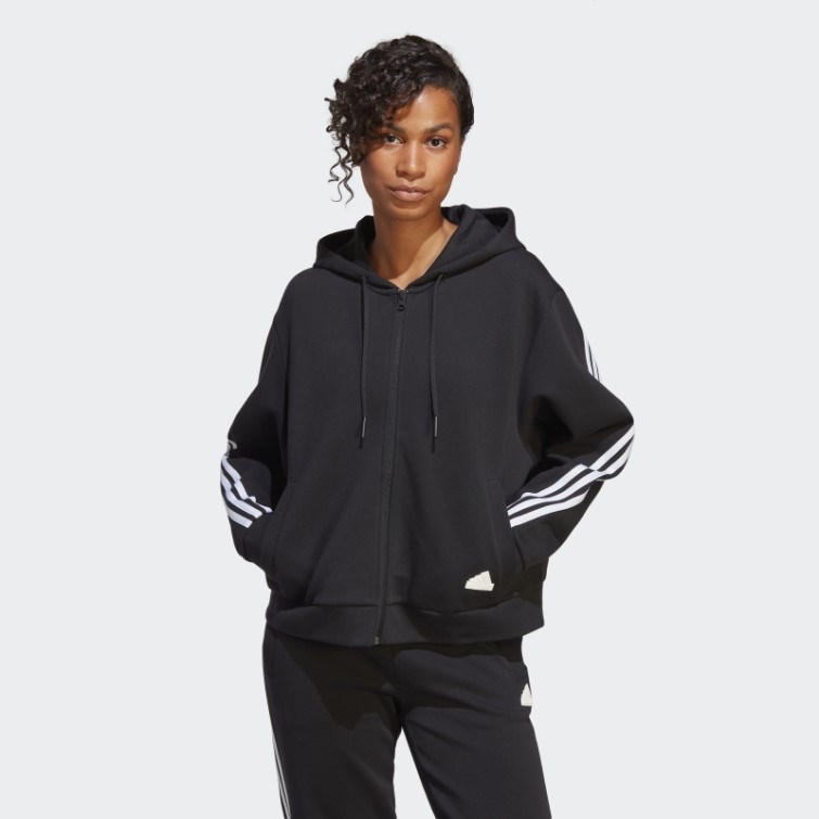 Adidas Future Icon 3-stripes Sweat à Capuche Zippé Noir