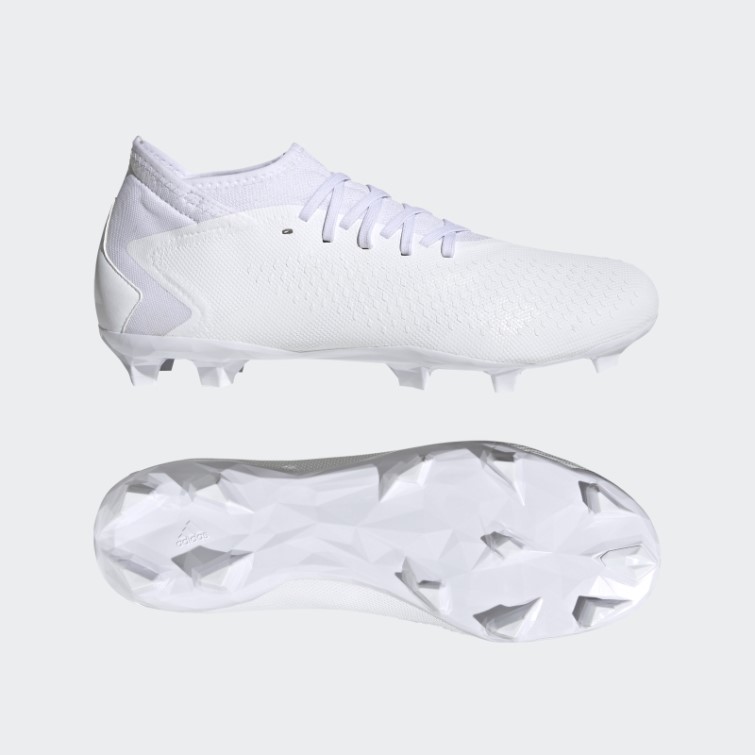 Adidas Predator Precision.3 Chaussures De Sol Ferme élégantes Blanches