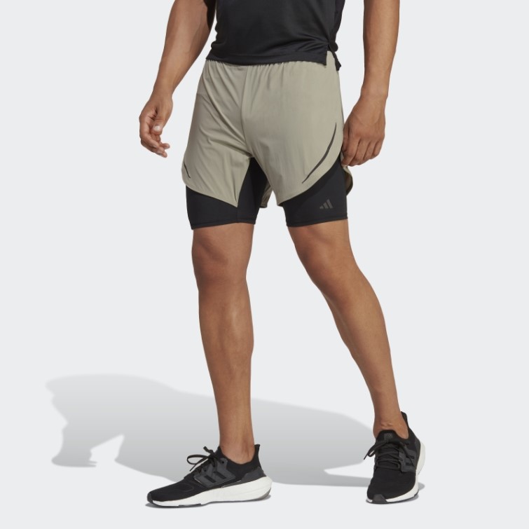 Short D'entraînement 2-en-1 Adidas Heat.rdy Hiit Galet Argenté