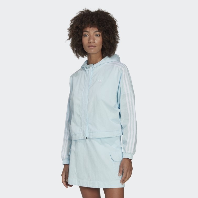 Adidas Adicolor Classics Popeline Veste De Survêtement à Capuche Bleu