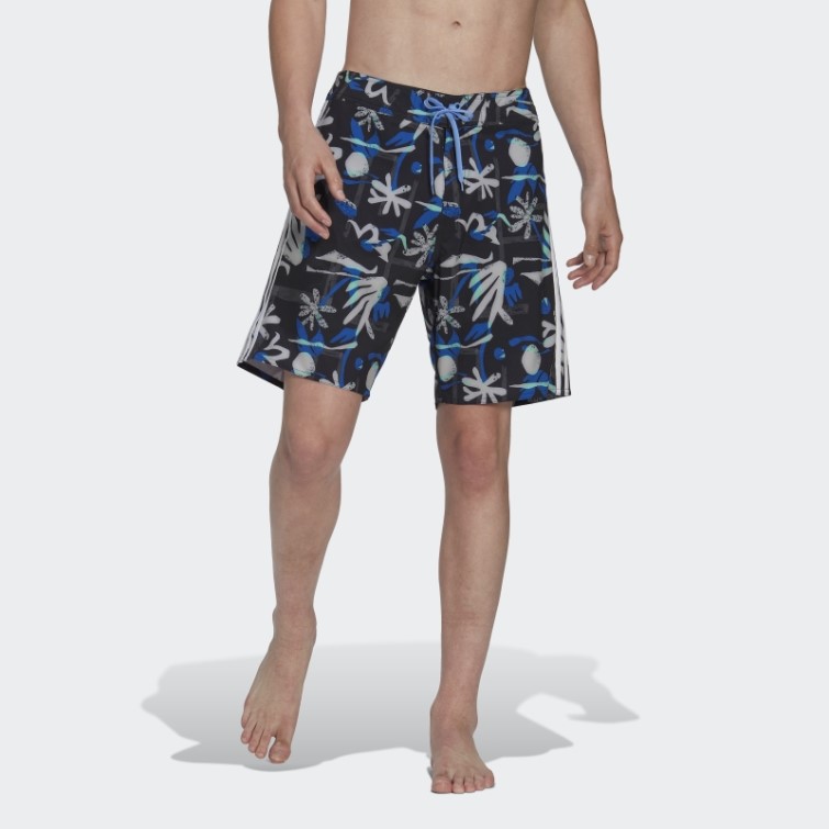 Adidas Short De Plage Technique Fleuri Saisonnier Noir