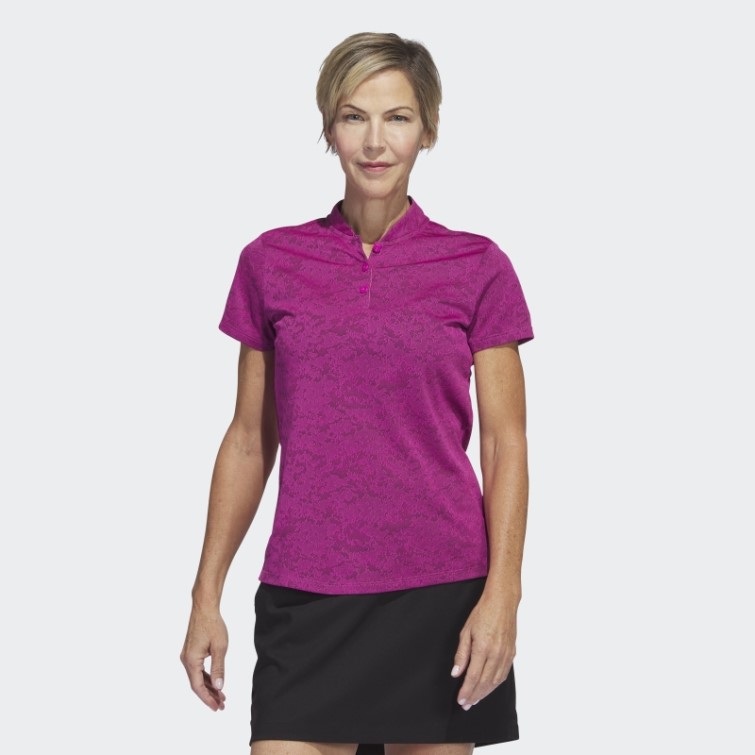 Adidas Polo De Golf En Jacquard Fuchsia