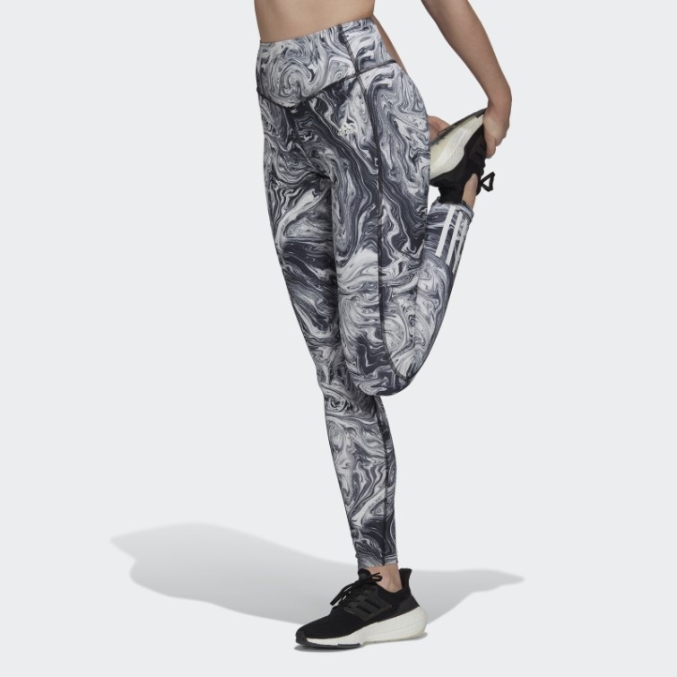 Collant D'entraînement Taille Haute à Imprimé Marbré Hyperglam Aeroready Multicolore Adidas
