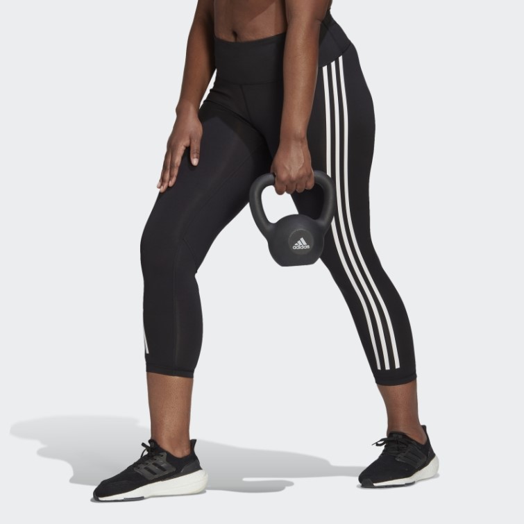 Adidas Legging Optime Trainicons Noir 3 Bandes 7/8 (grande Taille)