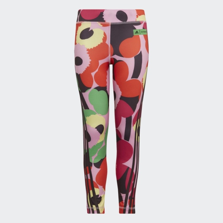 Collants D'entraînement à Fleurs Adidas X Marimekko Croyez Ce Aeroready Rose Givré Chaud