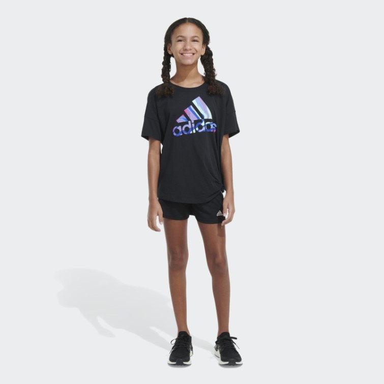 Adidas T-shirt Ample Noir Noué Sur Le Devant