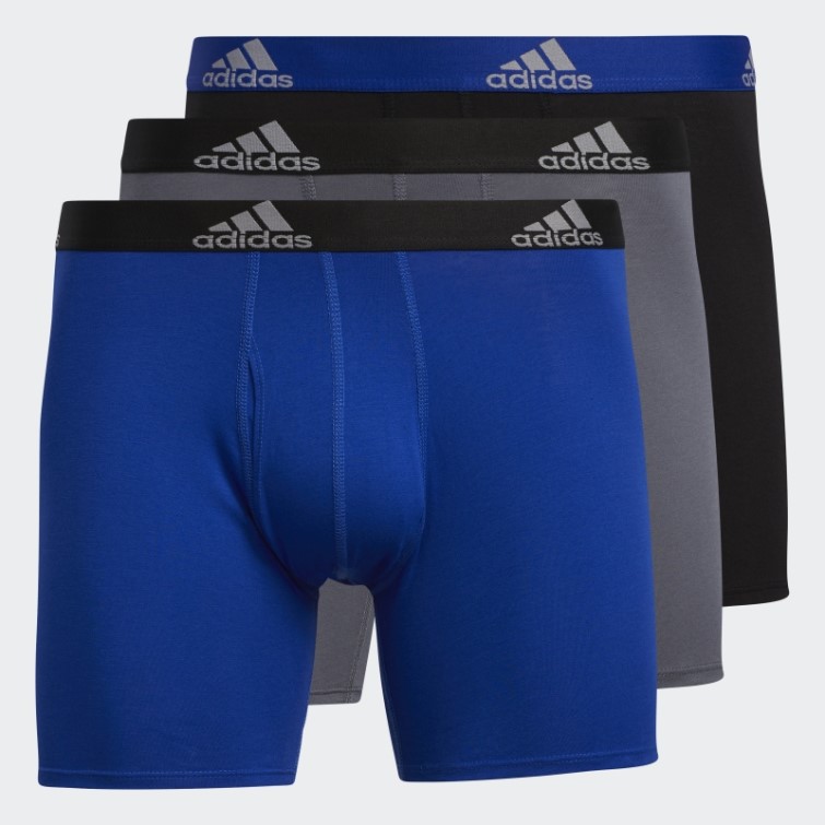 Adidas Bleu Moyen Boxer En Coton Stretch 3 Paires