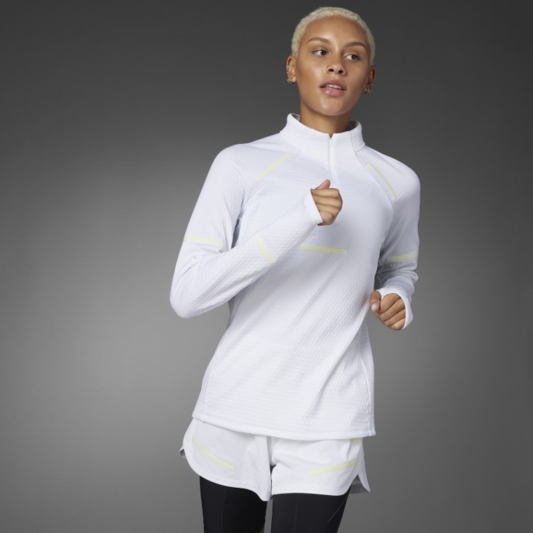 Adidas Reflect At Night X-city Haut De Course à Manches Longues Blanc