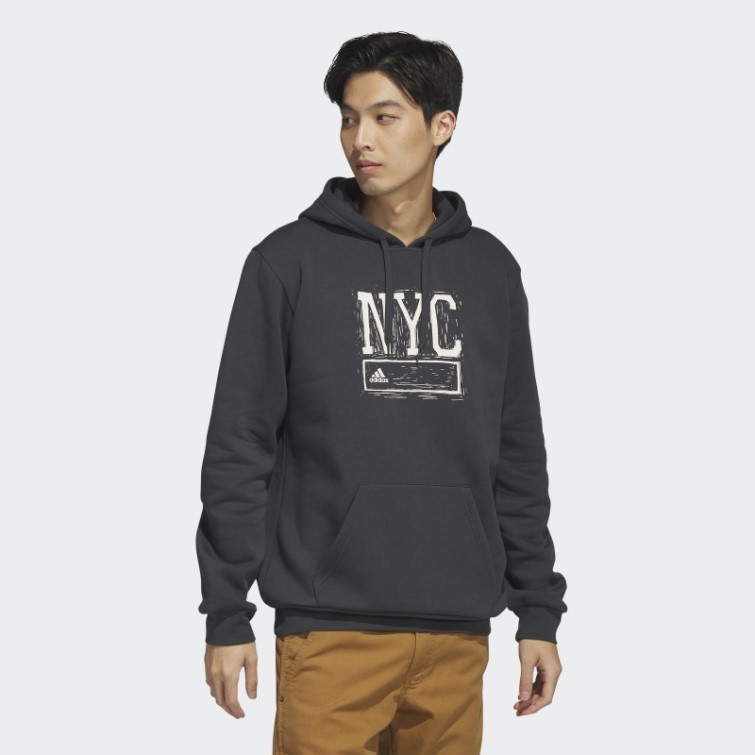 Adidas Nyc Sweat à Capuche Graphique Carbone