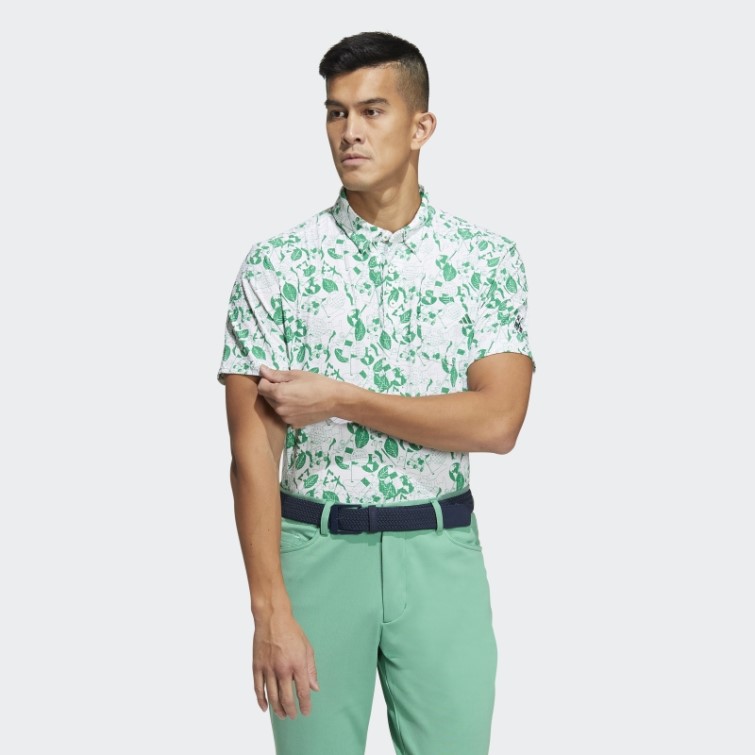 Play Green Polo Graphique Adidas Blanc