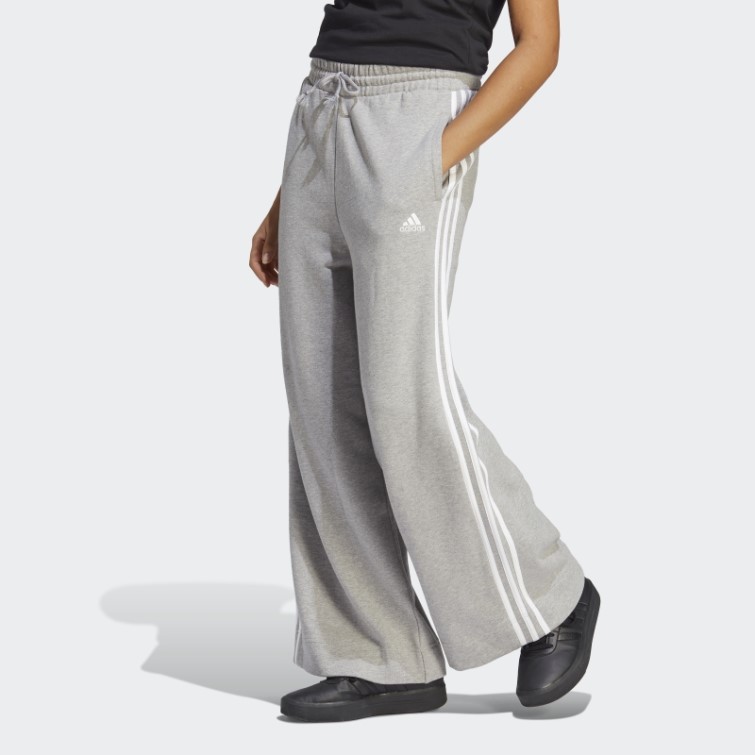 Pantalon Large En Molleton à 3 Bandes Essentials Gris Moyen Adidas