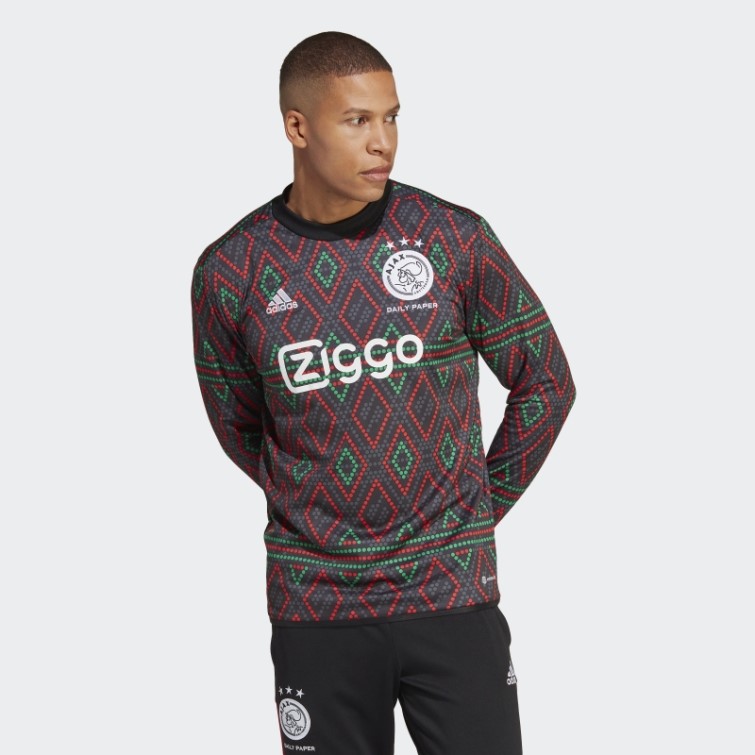 Adidas Ajax Amsterdam X Daily Paper Haut Chaud D'avant-match Noir