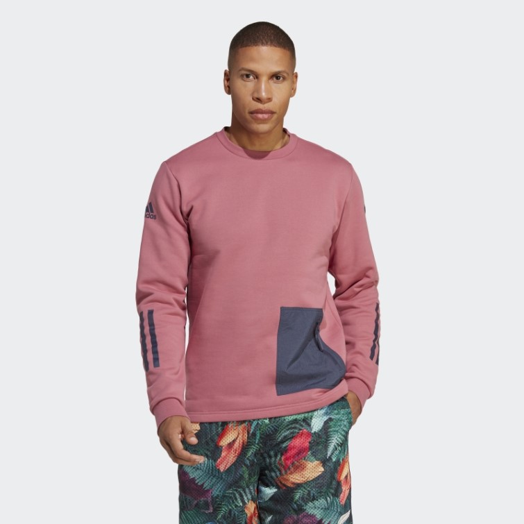 Sweat Adidas All Blacks Rugby Lifestyle Ras Du Cou Rose