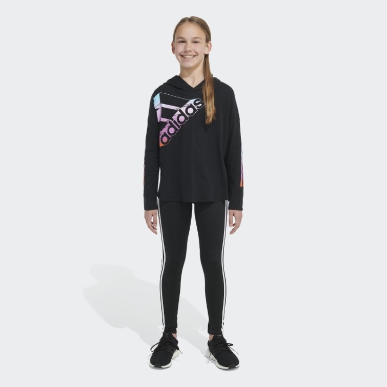 Adidas T-shirt Manches Longues Chiné Ourlet Arrondi Noir