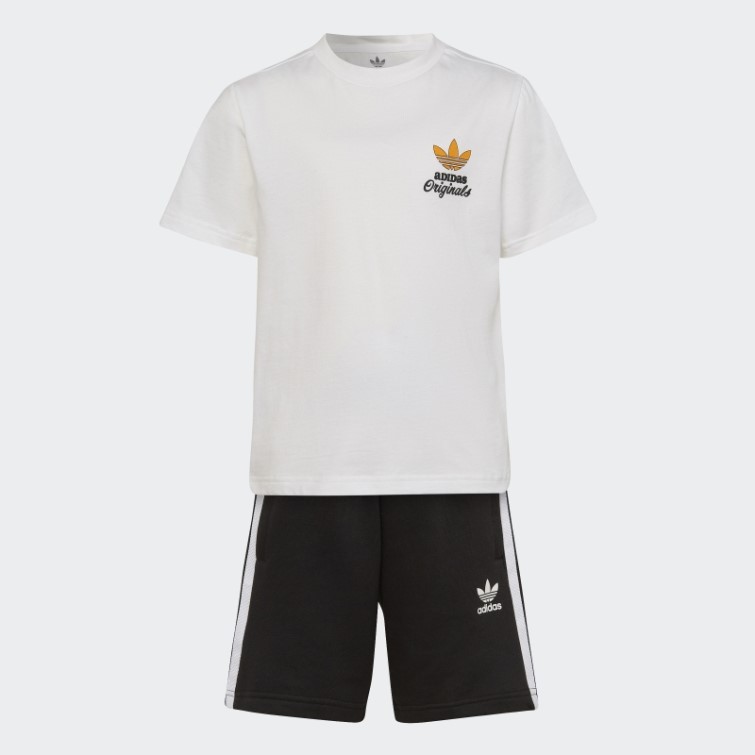 Ensemble Short Et T-shirt Trèfle Adidas Blanc