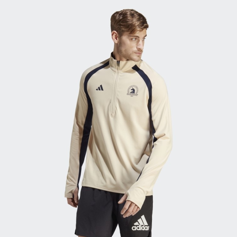 Boston Marathon 1/2-zip T-shirt De Course à Manches Longues Sable Adidas