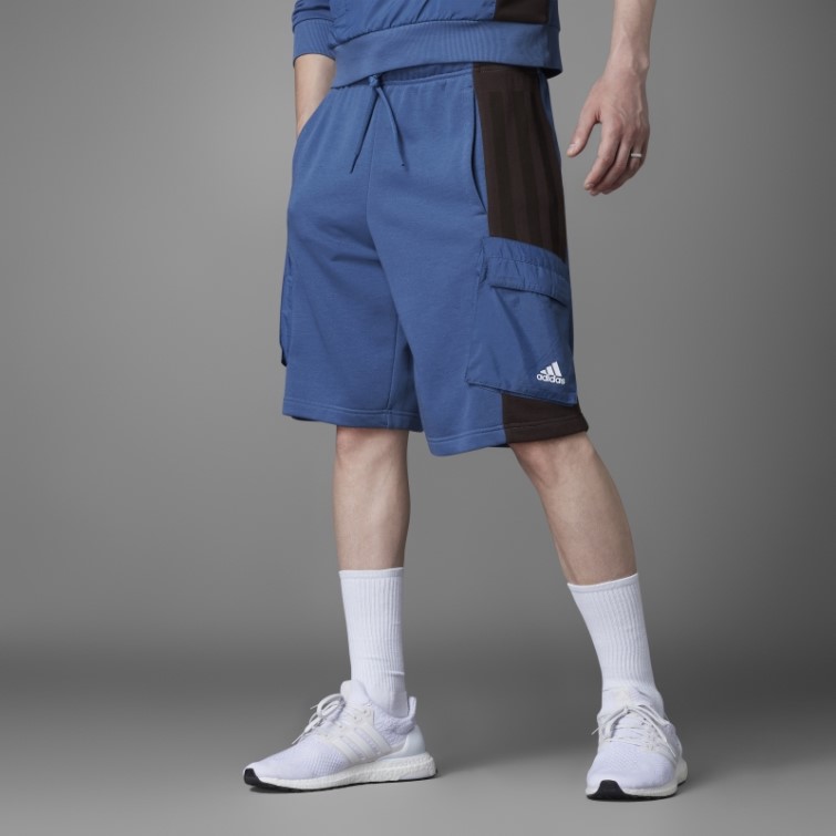Adidas Short En Molleton Colorblock Acier