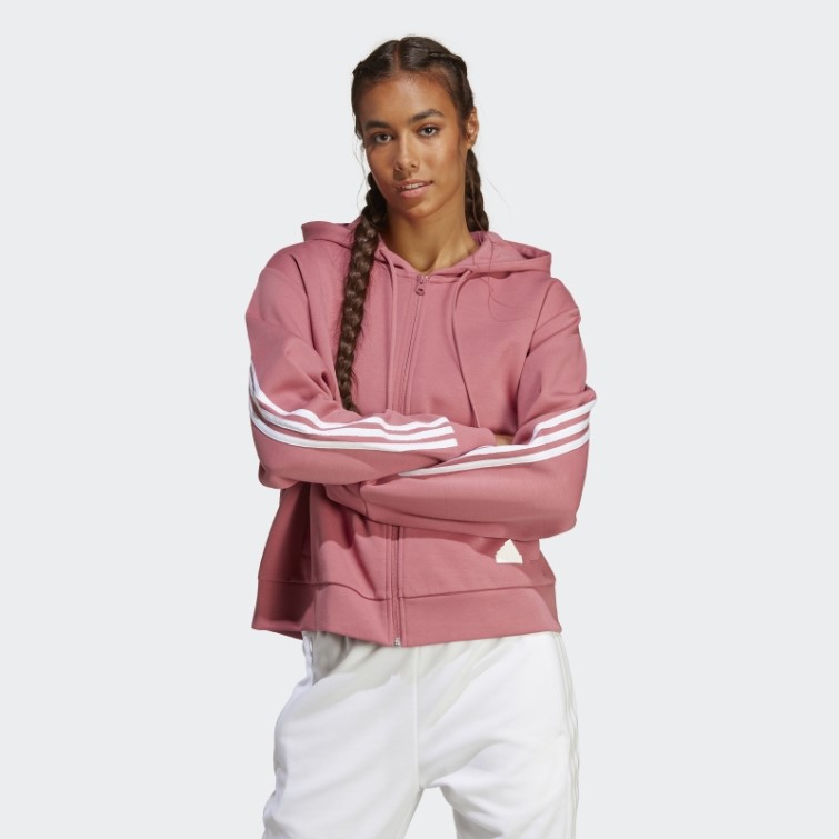 Adidas Future Icon 3-stripes Full-zip Sweat à Capuche Rose