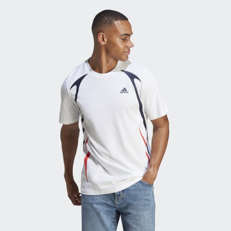T-shirt Adidas Color Block Blanc