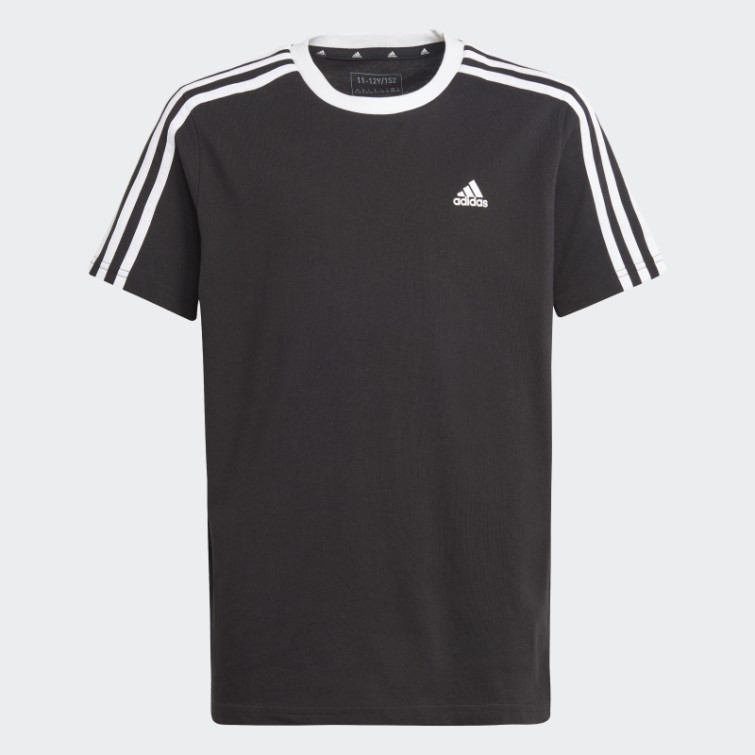 Adidas T-shirt Boyfriend Coupe Ample En Coton Noir à 3 Bandes Essentials