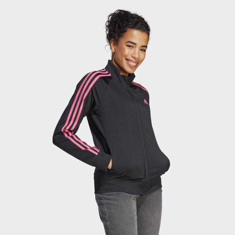 Adidas Primegreen Essentials Warm-up Slim 3-stripes Veste De Survêtement Magenta
