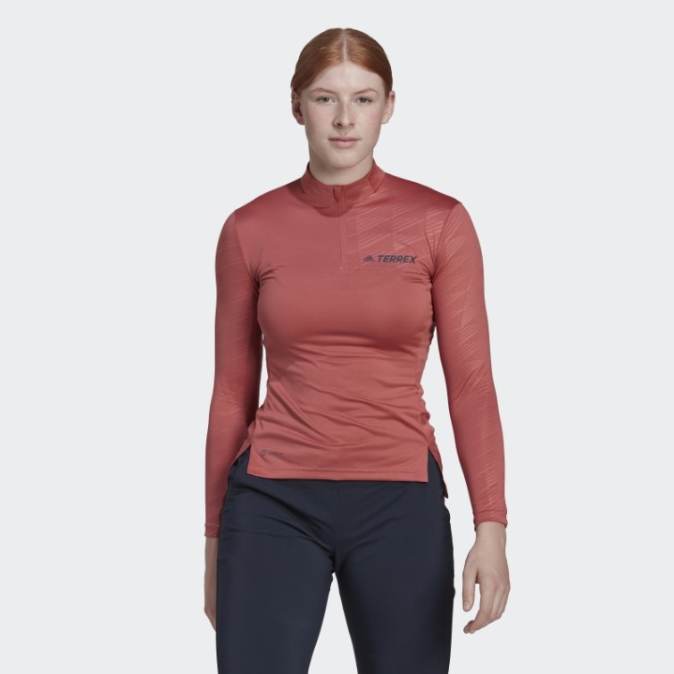 Adidas Terrex Multi T-shirt Demi-zip Rouge
