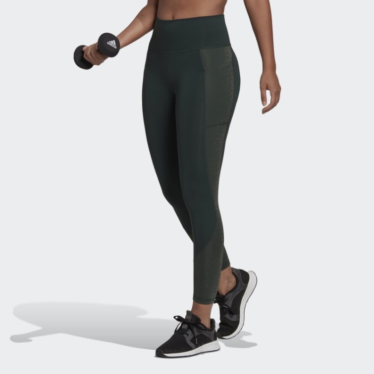Adidas Leggings Optime Training Brillants Sur Toute La Longueur Vert