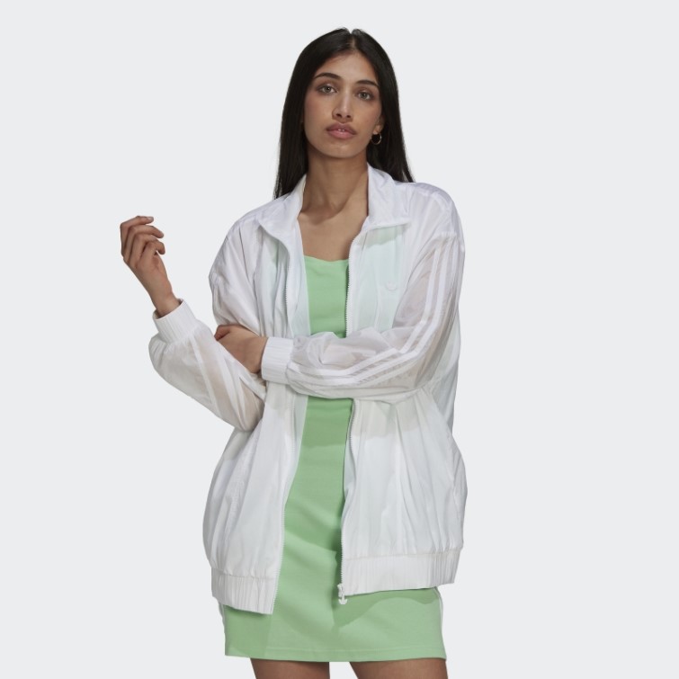 Adidas Adicolor Oversize Ripstop Veste De Survêtement Blanc