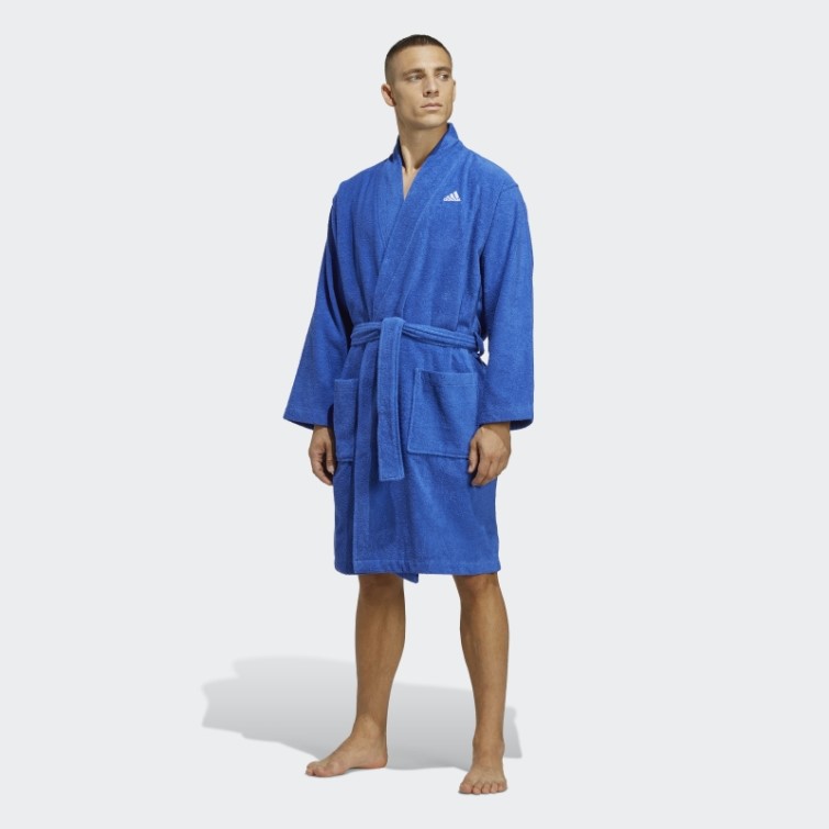 Adidas Robe De Chambre En Coton Bleu