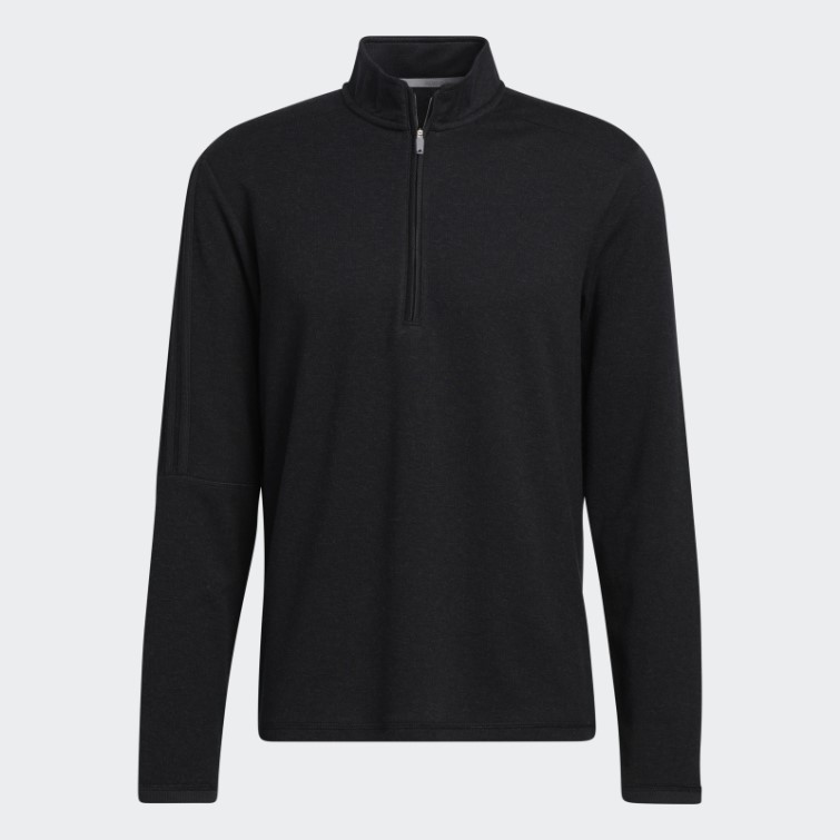 Adidas 3-stripes Pull Quart De Zip Noir Melange