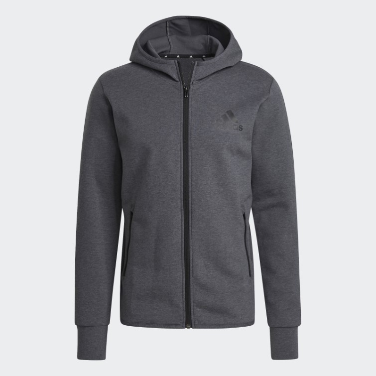 Gris Foncé Chiné Adidas Sweat à Capuche Entièrement Zippé Aeroready Conçu Pour Déplacer Le Mouvement Chaud