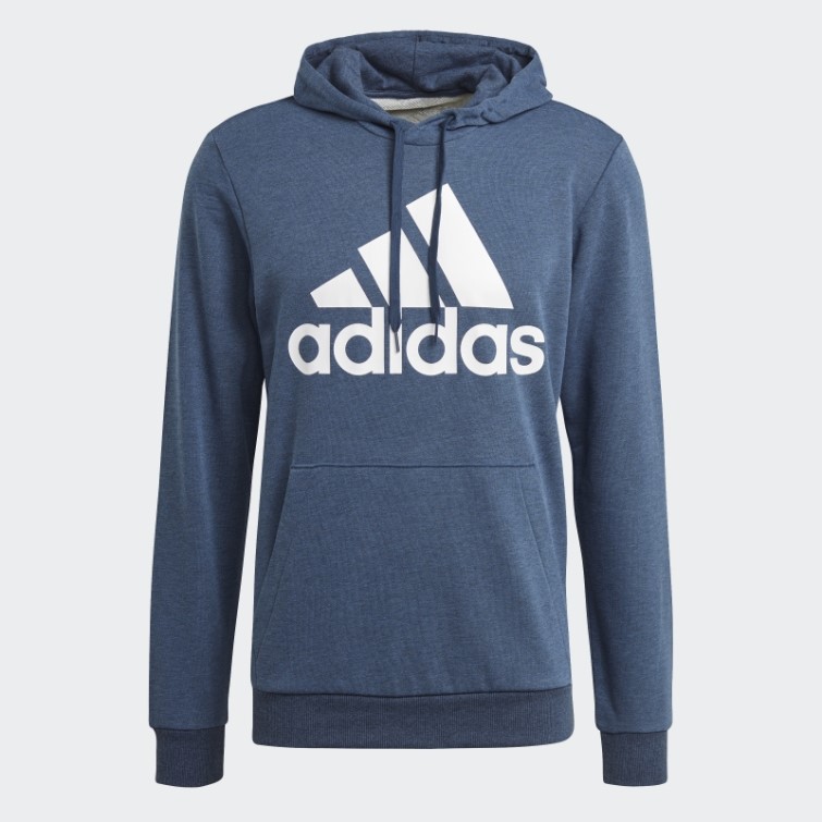 Adidas Essentials French Terry Gros Logo Sweat à Capuche Bleu Marine Mel