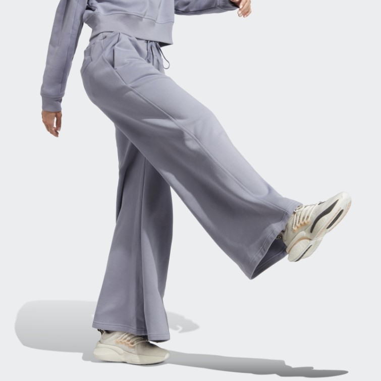 Pantalon Large En Polaire Lounge Argent Violet Adidas