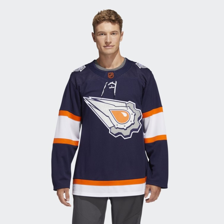 Maillot Oilers Authentique Reverse Retro Wordmark Bleu Marine 09 CCM-SLD Adidas