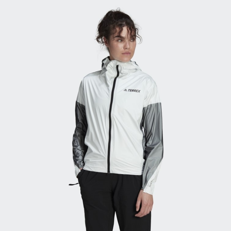 Veste De Pluie Adidas Terrex Agravic Pro Trois Couches Blanc