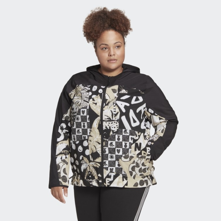 Coupe-vent Léger Décontracté Adidas Farm Rio (taille Plus) Noir