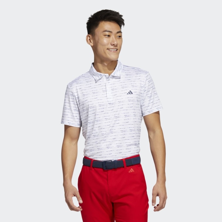 Adidas Polo De Golf Zip Blanc à Rayures