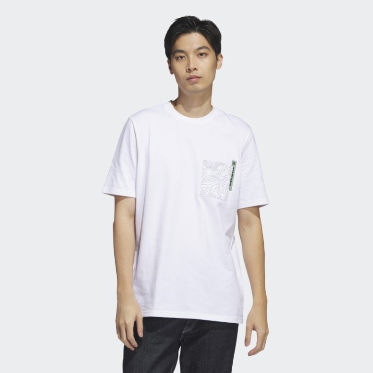 Adidas T-shirt City Escape Graphique Poche Blanc