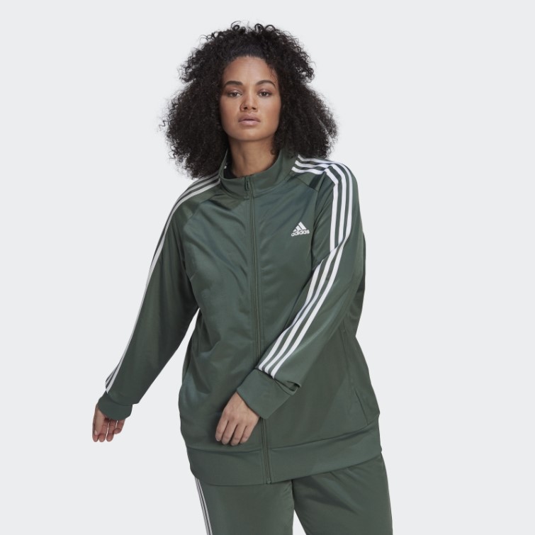 Vert Oxyde Adidas Essentials Warm-up Tricot Slim 3-stripes Track Jacket (taille Plus)