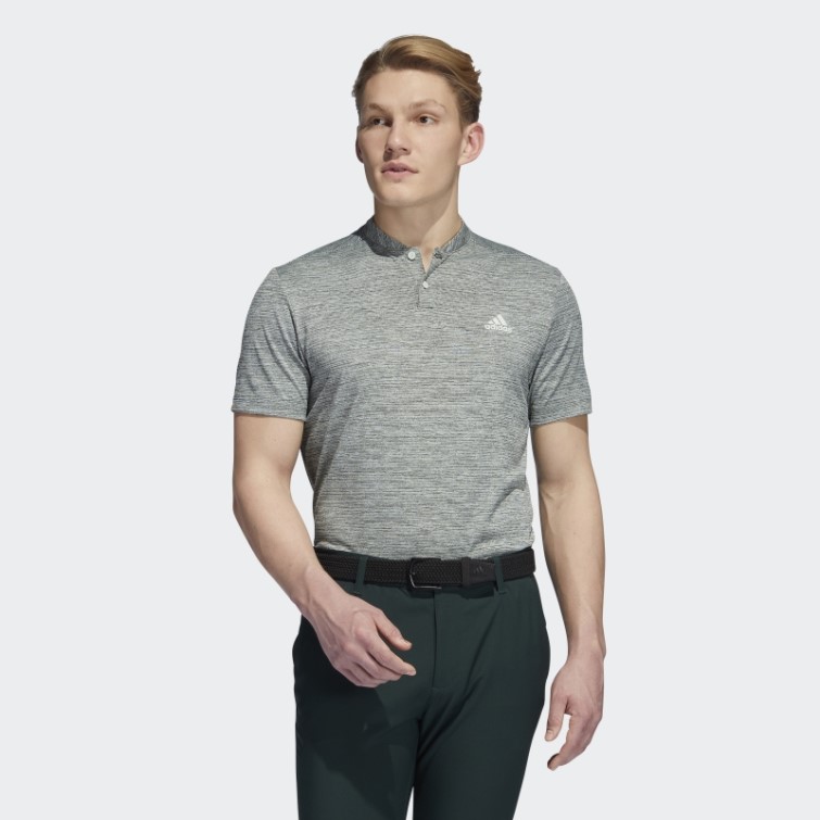 Polo Adidas Vert à Rayures Texturées