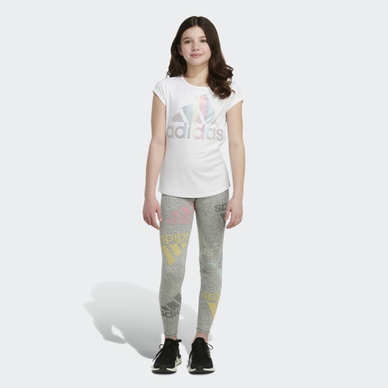 Collants Imprimés Allover Brand Love Adidas Gris Moyen