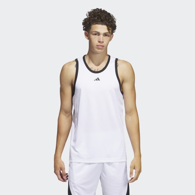 Débardeur Adidas Legends Basketball 3 Bandes Blanc Mode