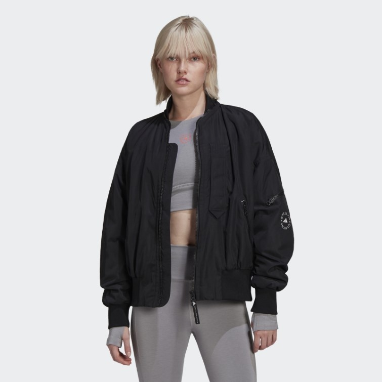 Adidas By Stella Mccartney Blouson Aviateur Tissé Noir Chaud